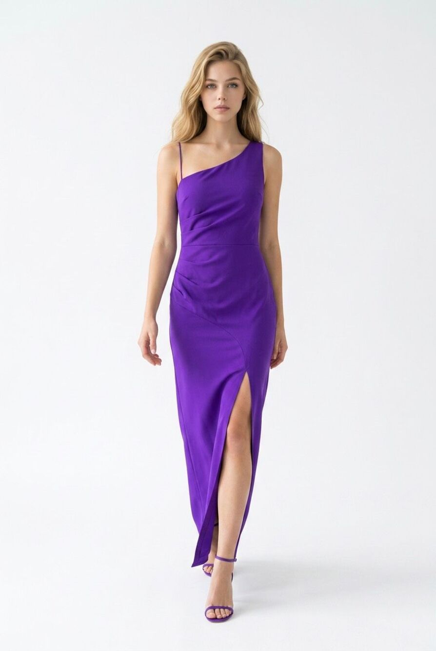 Mushare Purple Maxi One shoulder Dress Sz S NWT